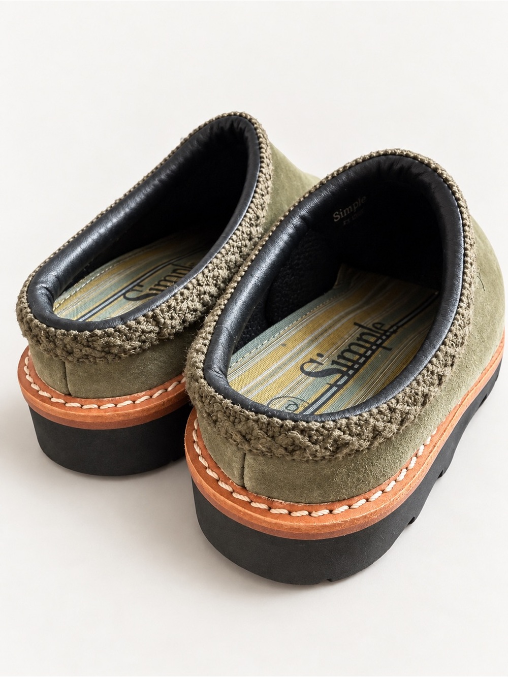 Simple Original Suede Clogs Olive Green Slip-On Mules Women’s Size 6 - Picture 3 of 4